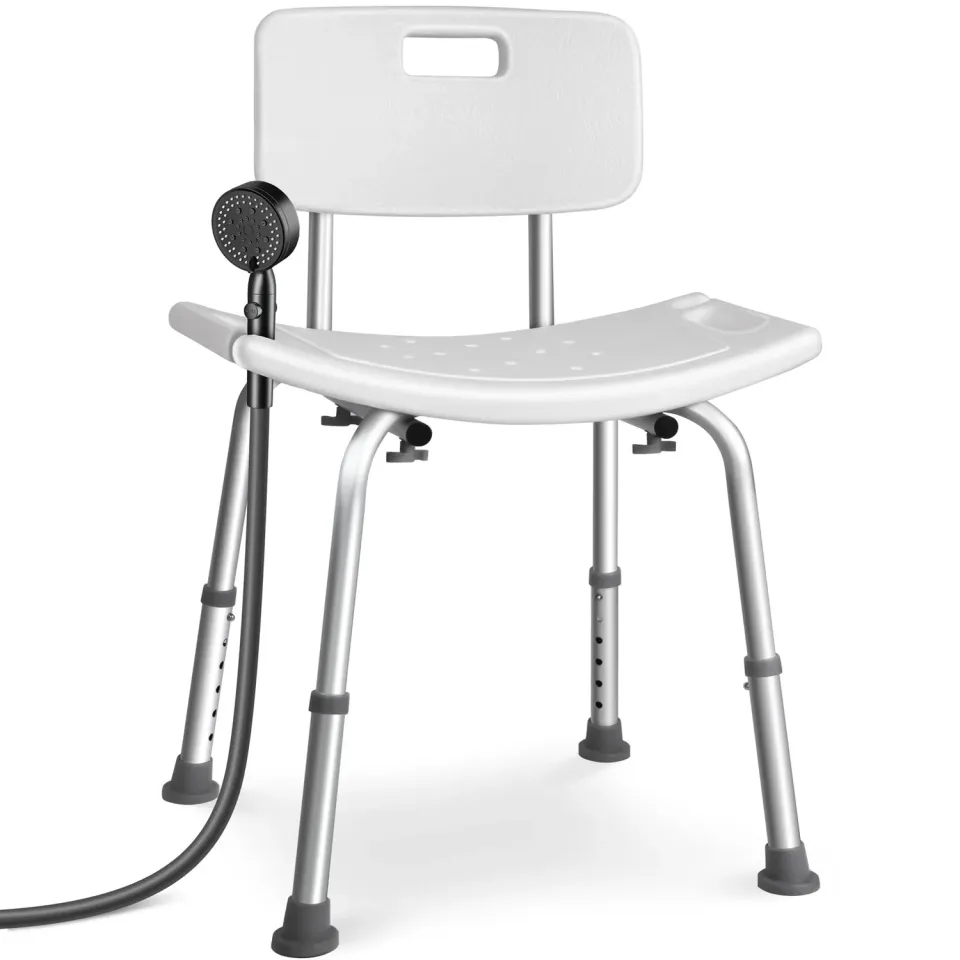 Vounot sedia doccia alluminio bianca regolabile HDPE
