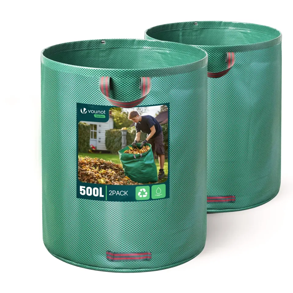 VOUNOT Sacchi giardino 500 L set 2 pezzi extra large