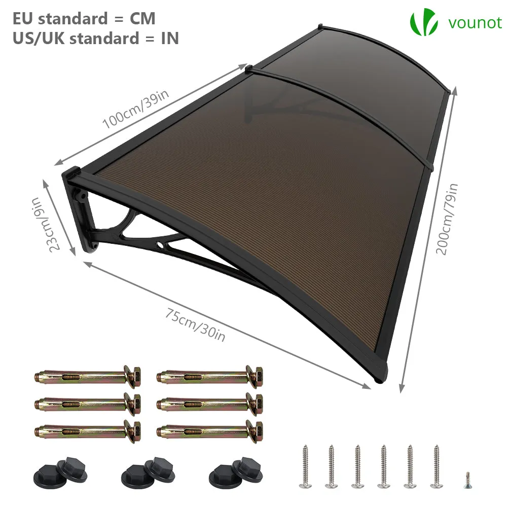 VOUNOT Pensilina porta 200x80 cm marrone policarbonato