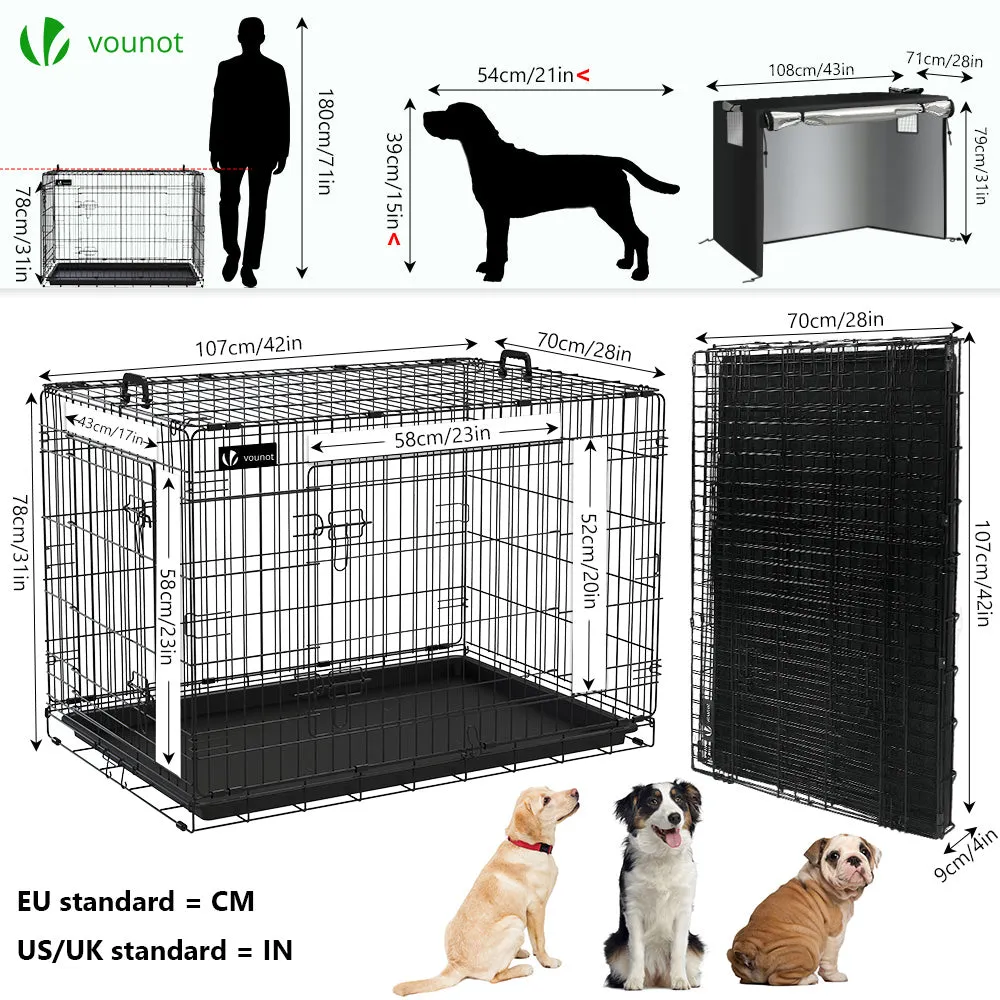 VOUNOT Gabbia per Cani Pieghevole 107x70x78 cm con Telo
