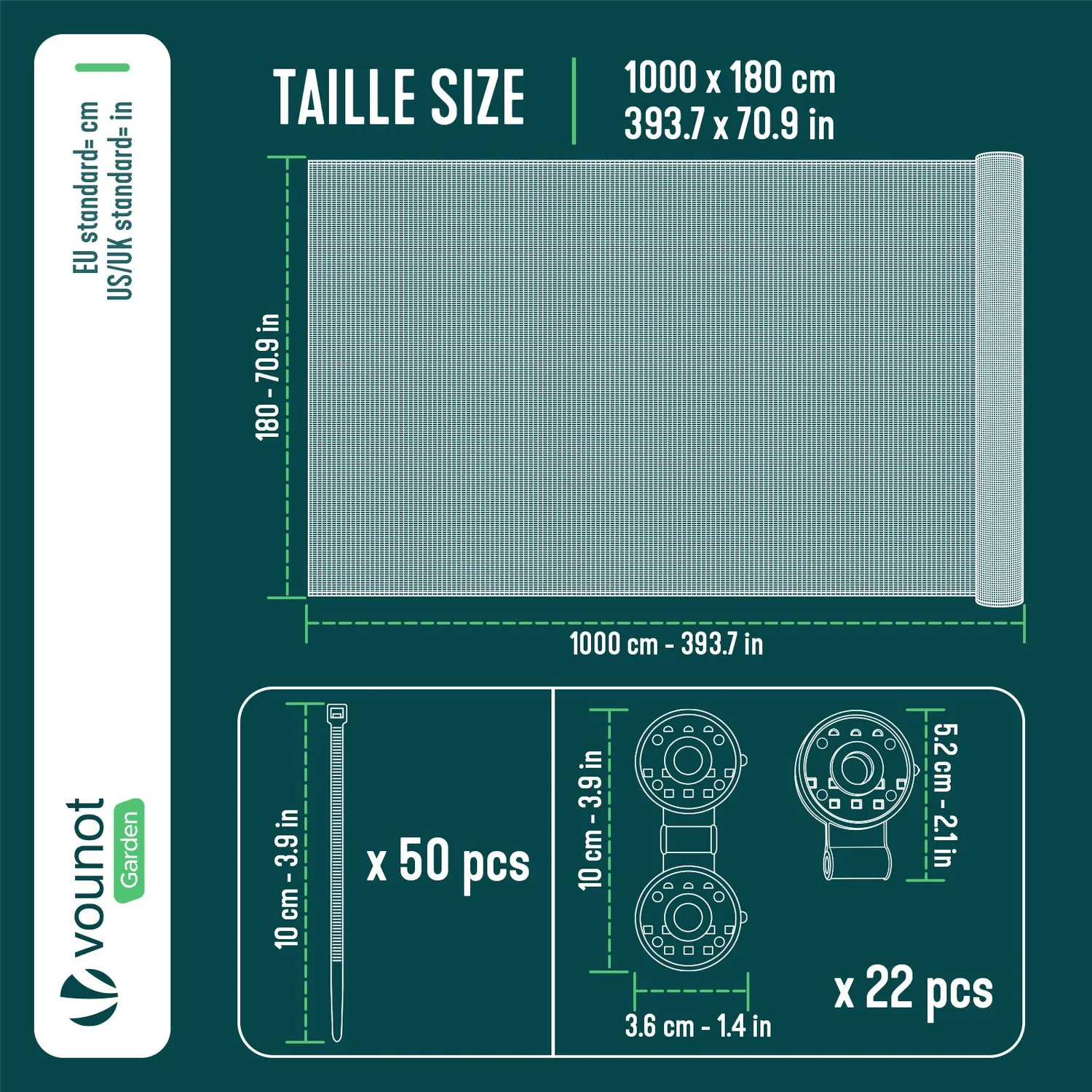 Vounot telo frangivista 1,8x10 m grigio 90 g/m2 HDPE