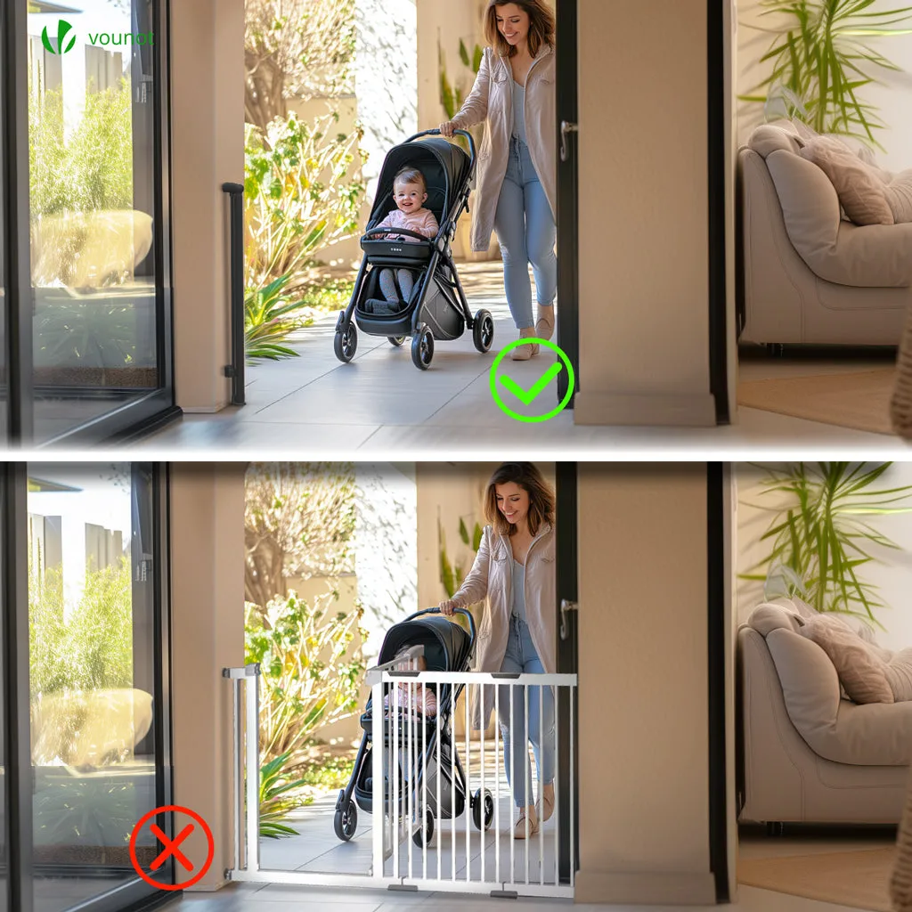 VOUNOT Barriera sicurezza retrattile 180x96 cm nera bambini