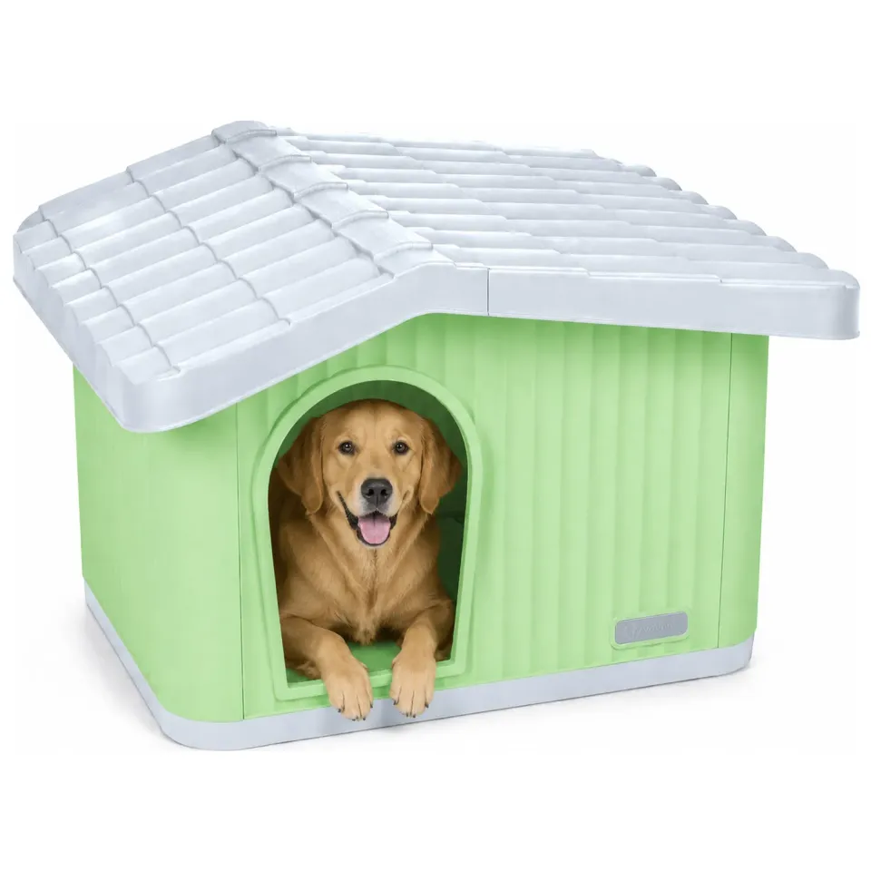 VOUNOT Casetta per Cane Gatto Plastica 75x63x51cm Verde