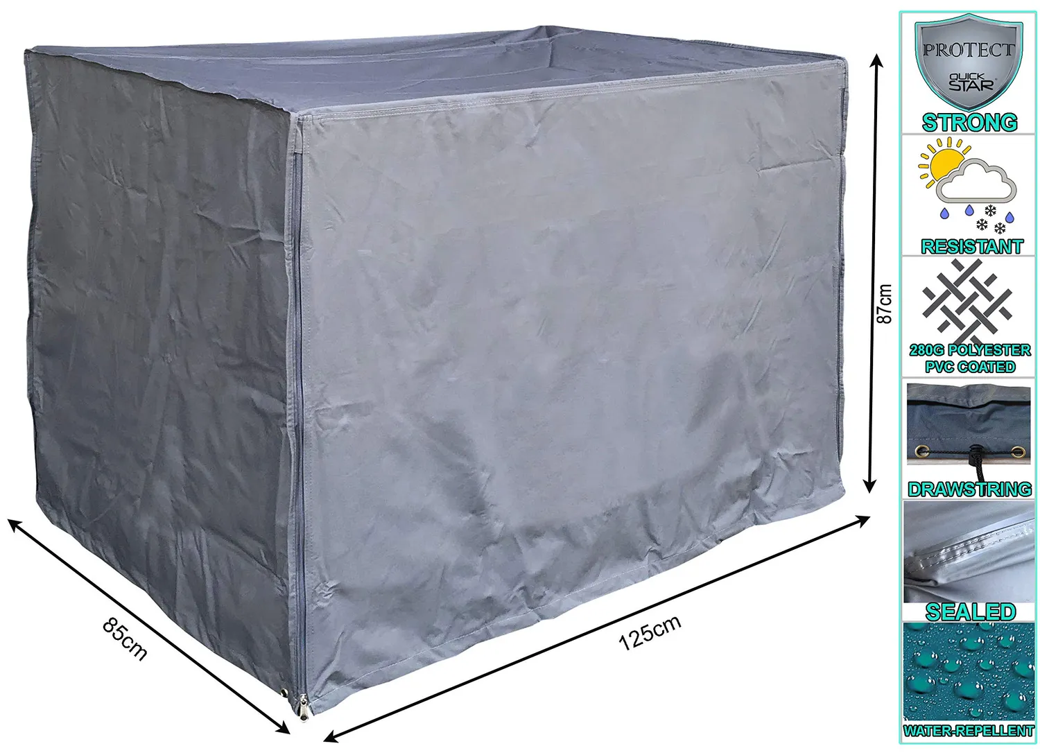 Quick-Star Gitterbox Cover 125x85 telo grigio pvc