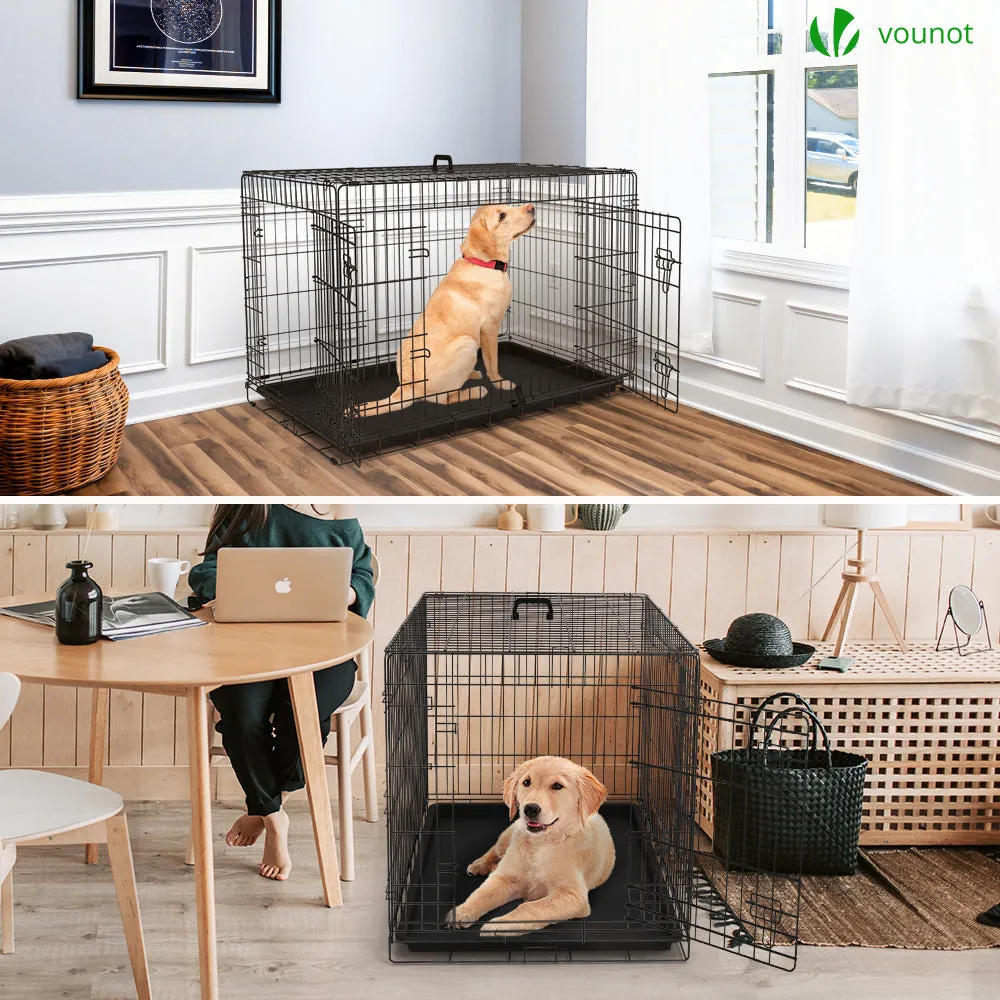 VOUNOT Gabbia per Cani 107x70x78cm Metallo 2 Porte