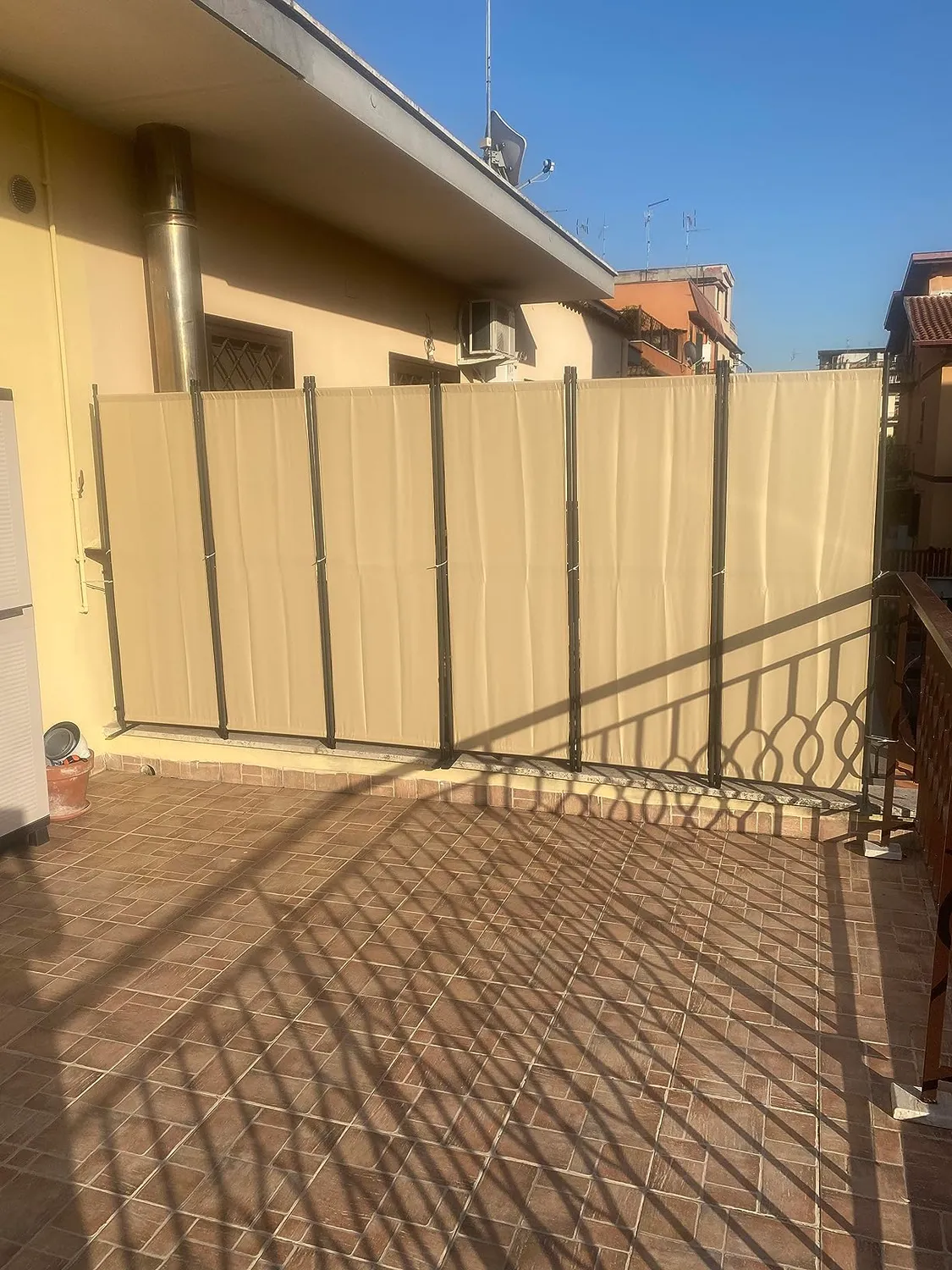 QUICK STAR paravento 3 pannelli 170x165 cm beige da esterno