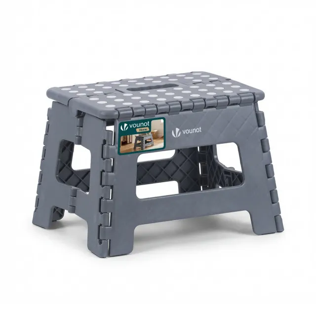 Vounot sgabello pieghevole grigio 32x25x22 cm antiscivolo