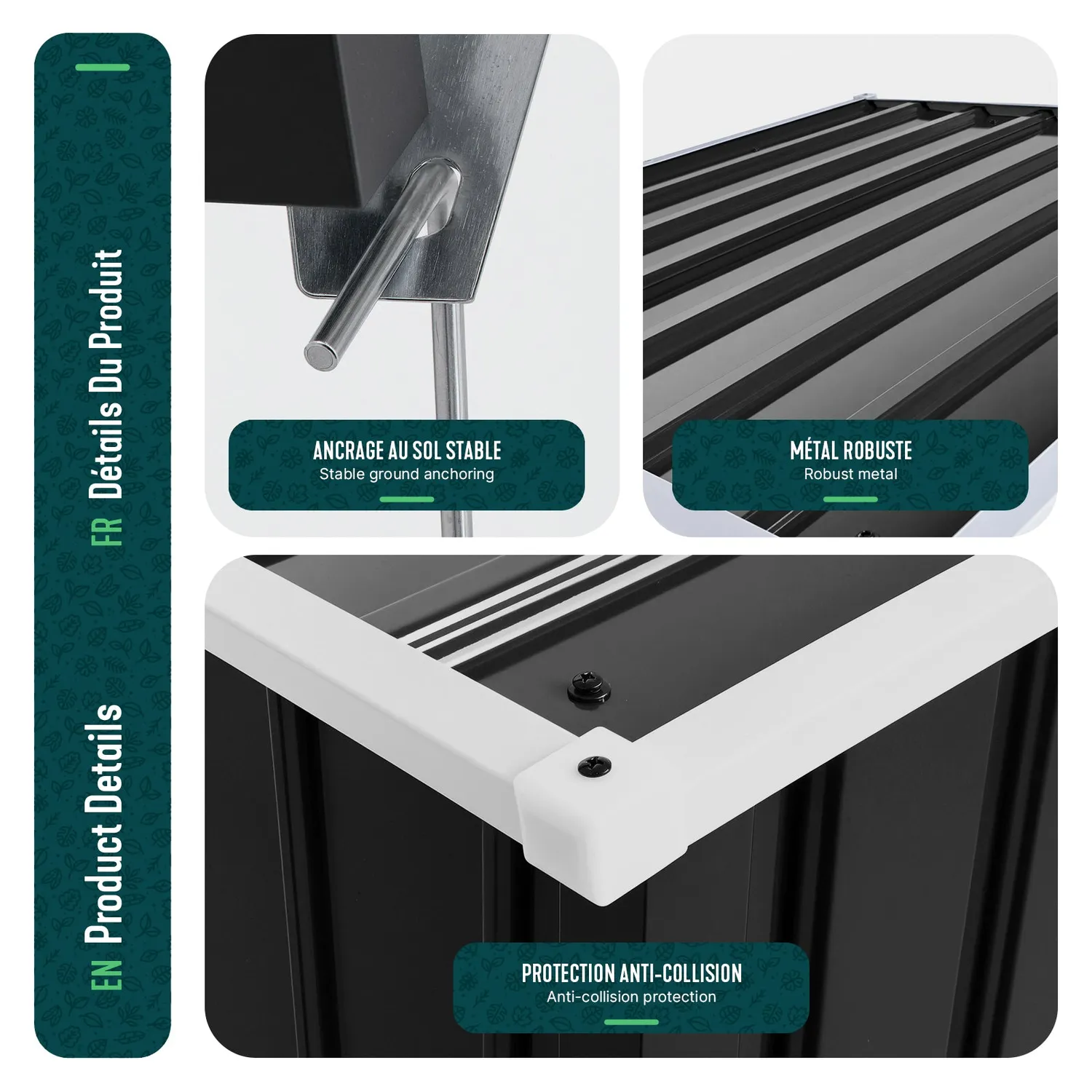Vounot garage robot rasaerba metallo 78x92x62 nero