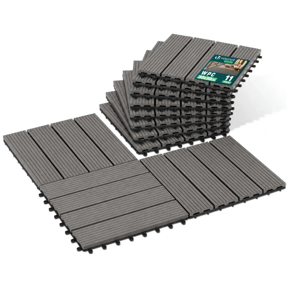 Vounot piastrelle esterno WPC 30x30 cm grigio x11 pezzi