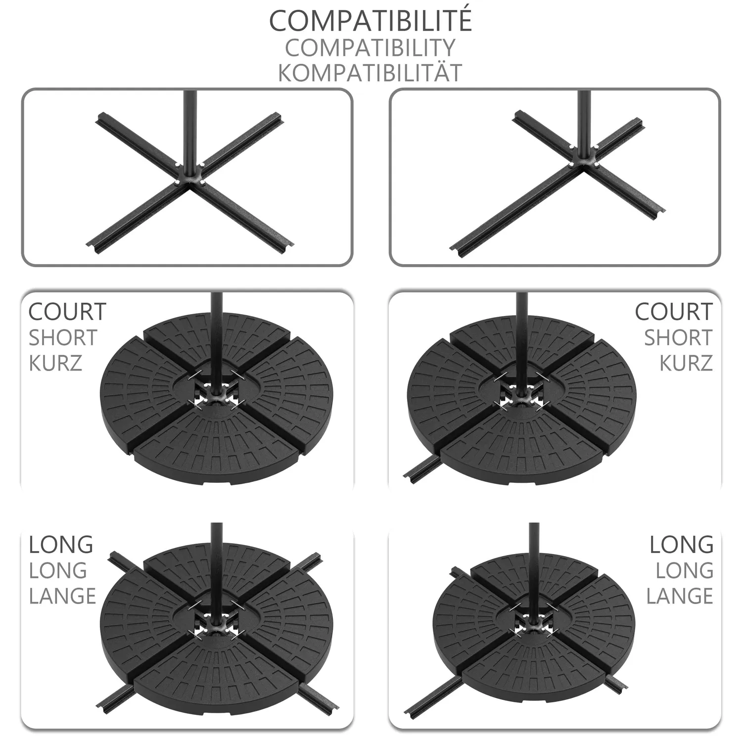 Vounot set 4 basi zavorra ombrellone 52L nere riempibili