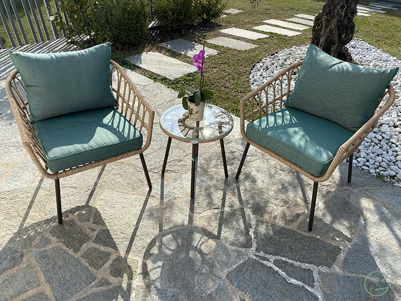 Giardini di Maggio Giunco Salotto 2 posti polyrattan tavolino vetro
