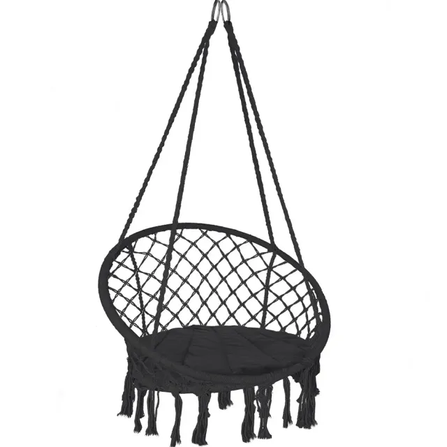 Vounot poltrona sospesa nero con cuscino tondo 120 kg