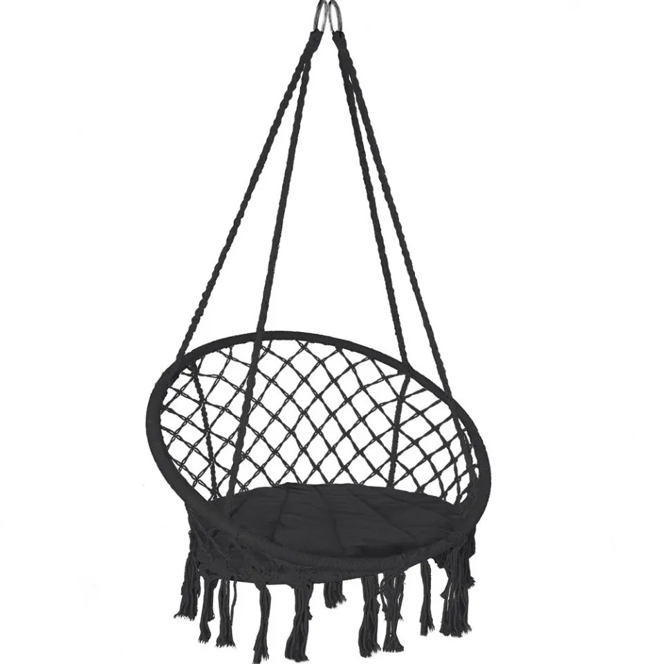 Vounot poltrona sospesa nero con cuscino tondo 120 kg