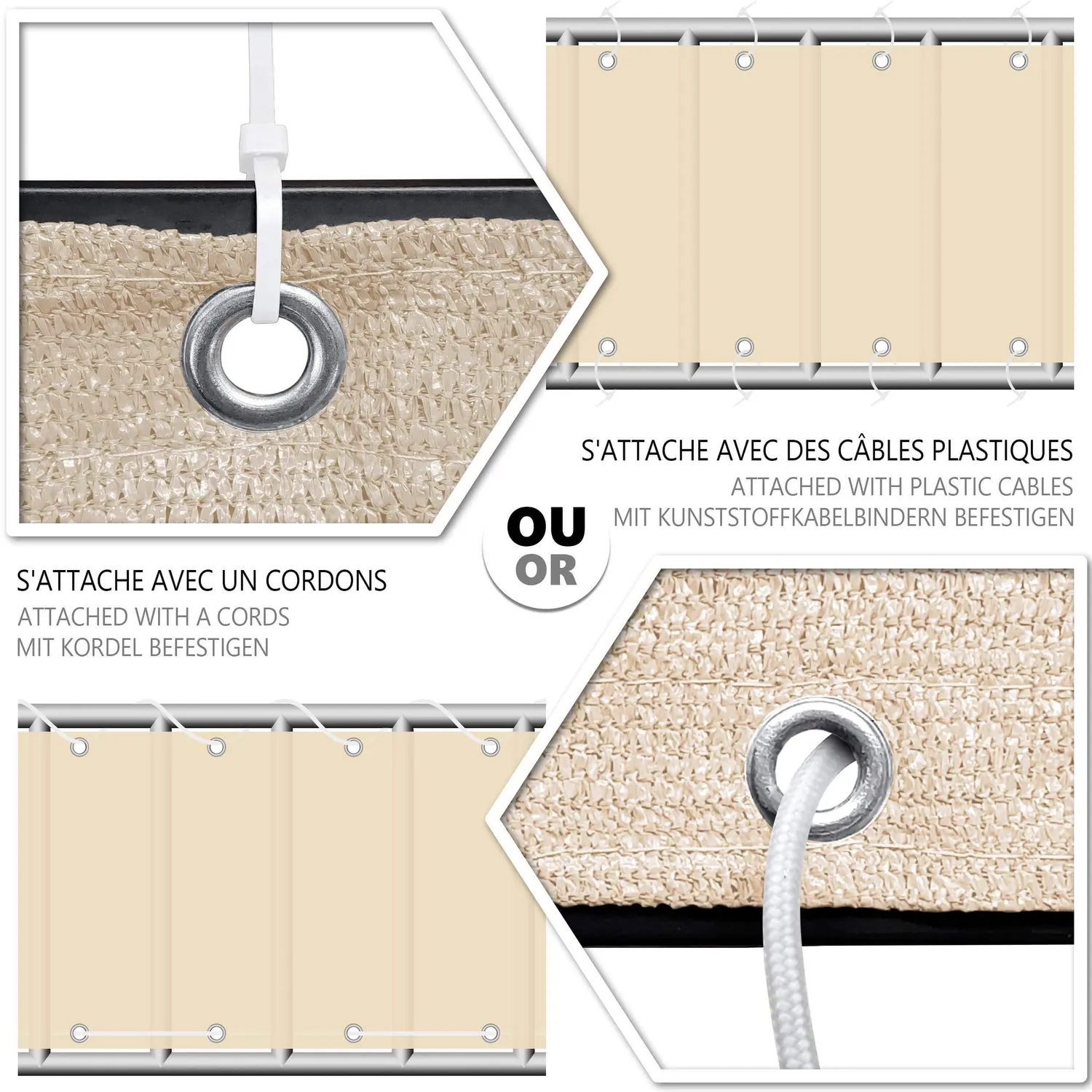 VOUNOT Frangivista Balcone 600x90 cm Beige HDPE 230