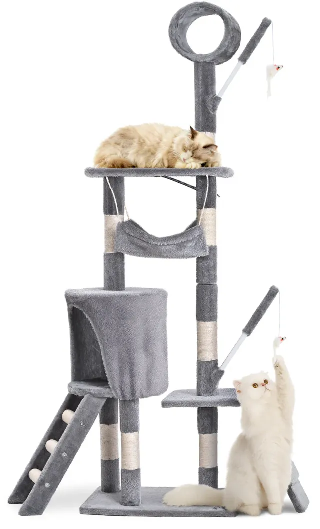 VOUNOT Albero Tiragraffi Gatto 155 cm Grigio multipiano