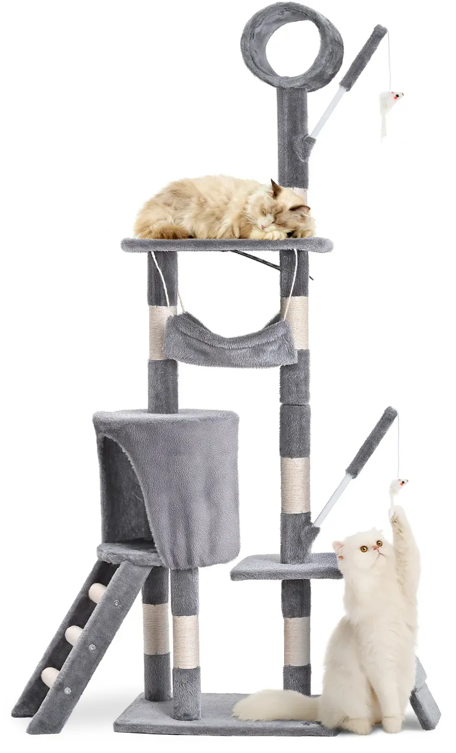 VOUNOT Albero Tiragraffi Gatto 155 cm Grigio multipiano