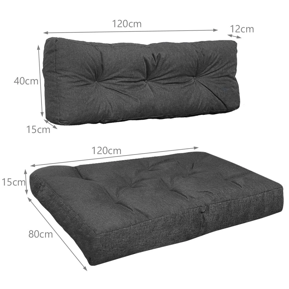 VOUNOT Cuscini pallet 120x80 set 2 pezzi grigi impermeabili