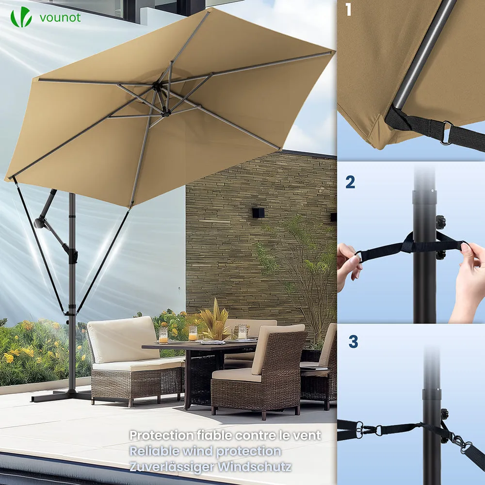 Vounot Ombrellone Decentrato 3m Kaki con Custodia Anti-UV