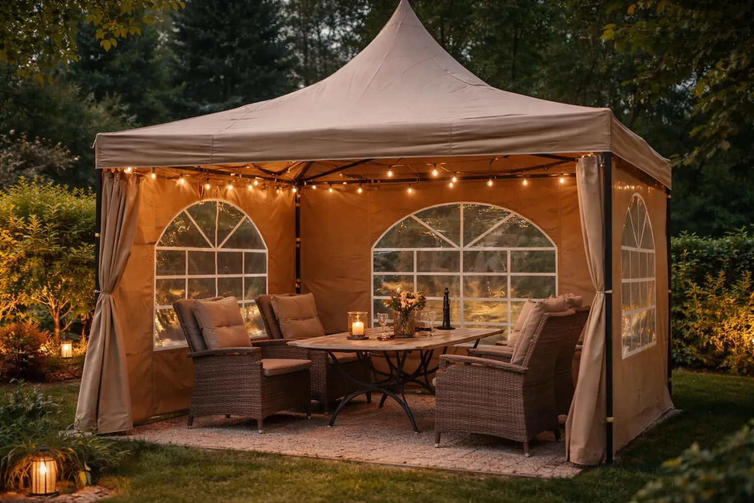 Quick Star Sahara 2 pareti laterali gazebo 3x3 m sabbia finestra