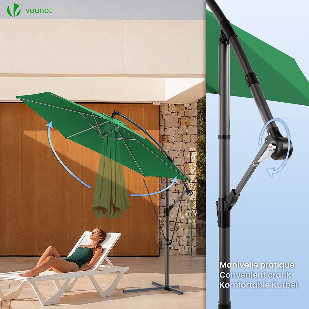 VOUNOT Ombrellone Decentrato 3 m Verde con Custodia