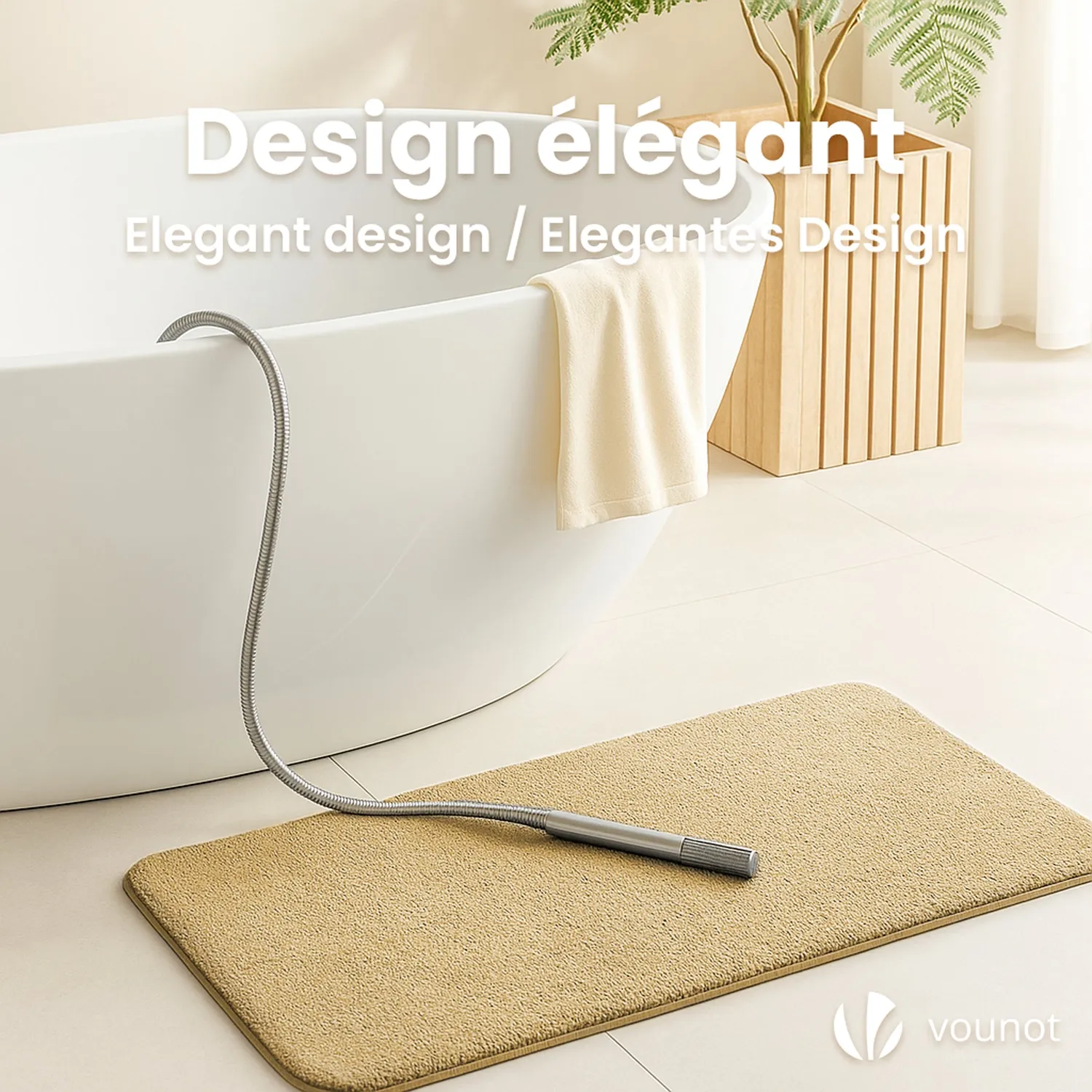 Vounot tappeto bagno antiscivolo microfibra 60x110 cm beige