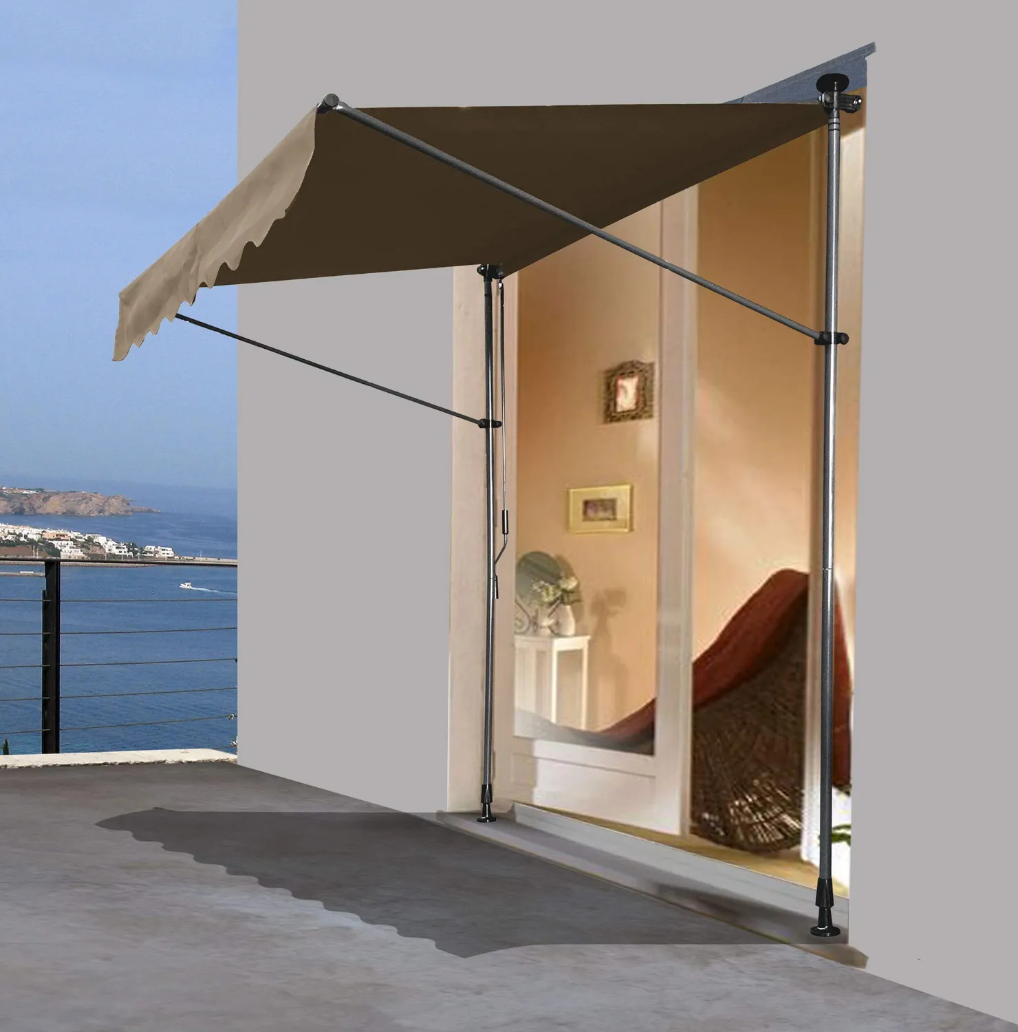 QUICK STAR Tenda Sole Morsetto Beige 200x130 cm Senza Fori
