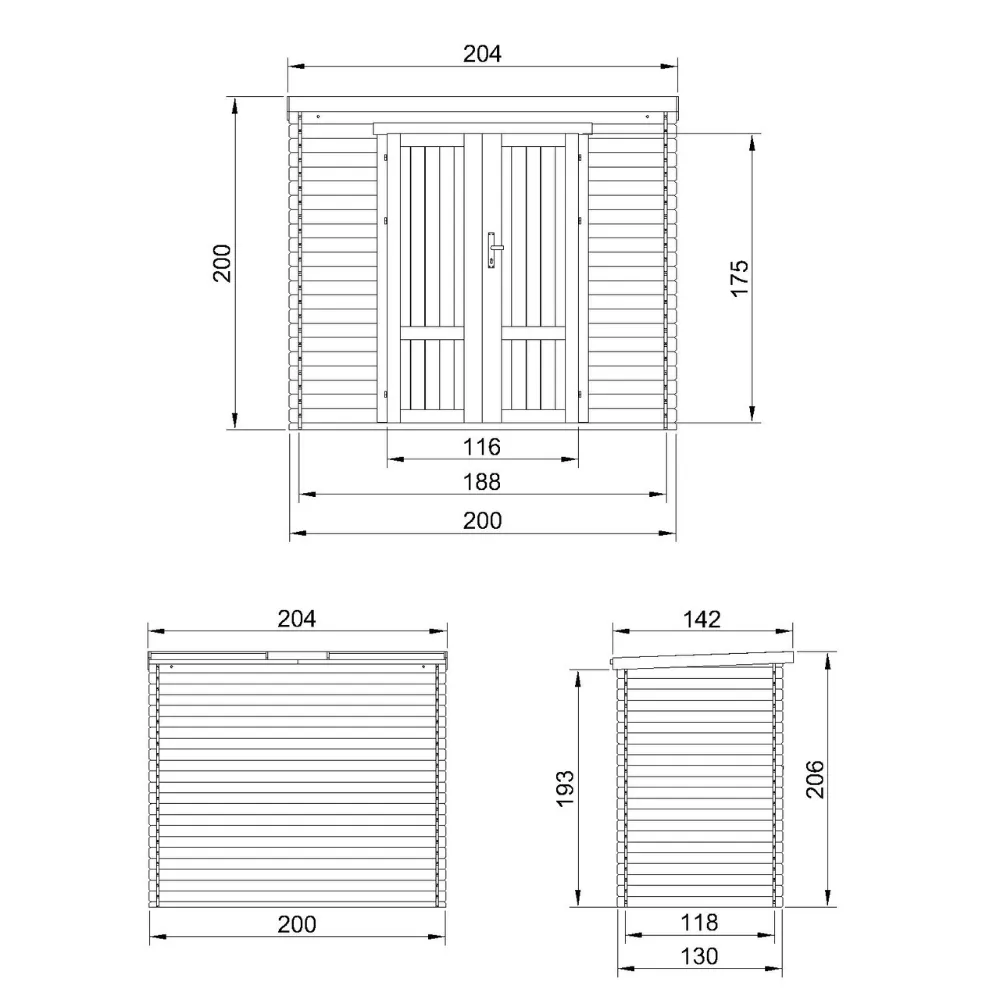 Timbela M311F1 casetta legno da giardino 200x130 cm doppia