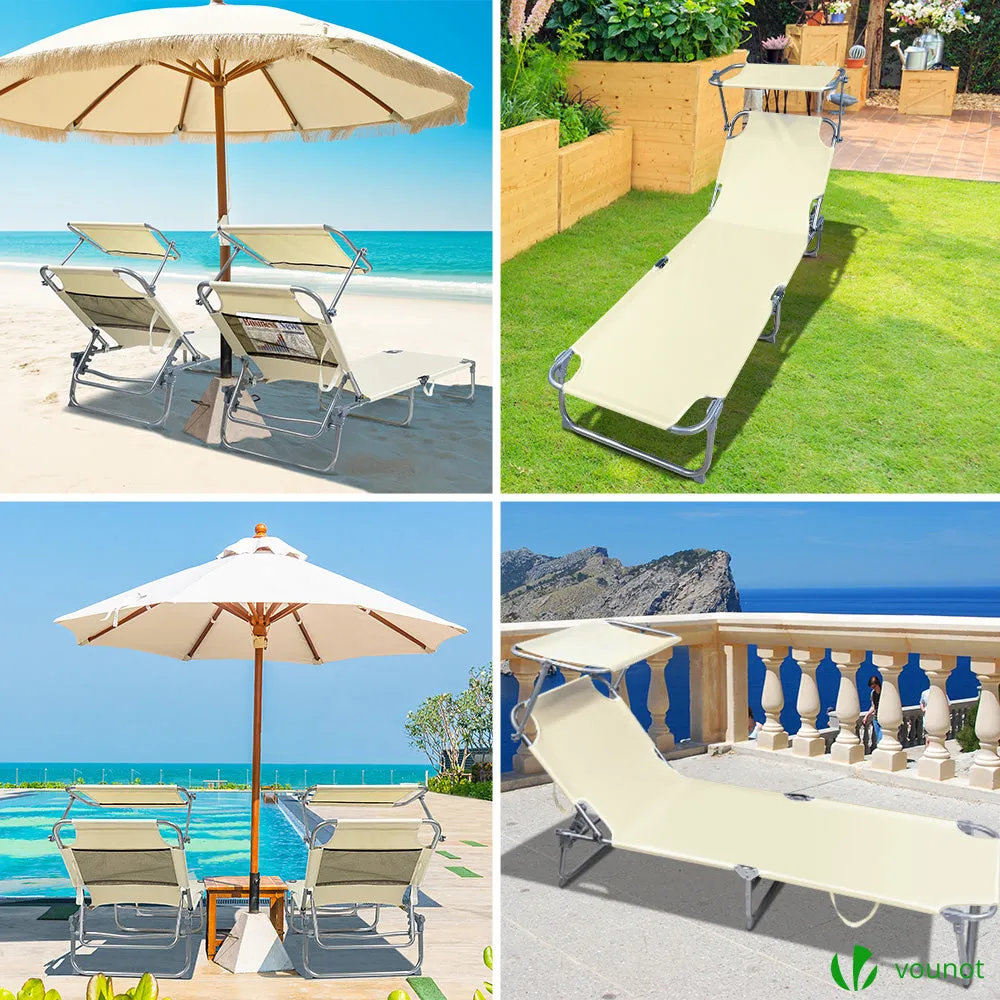 VOUNOT sdraio prendisole beige parasole 190x58 cm 1 pz