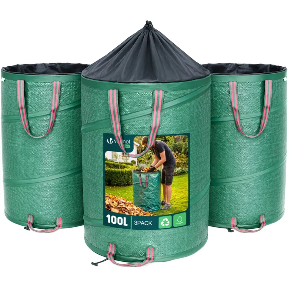 Vounot sacchi giardino pop-up 100 L set 3 pezzi con maniglie