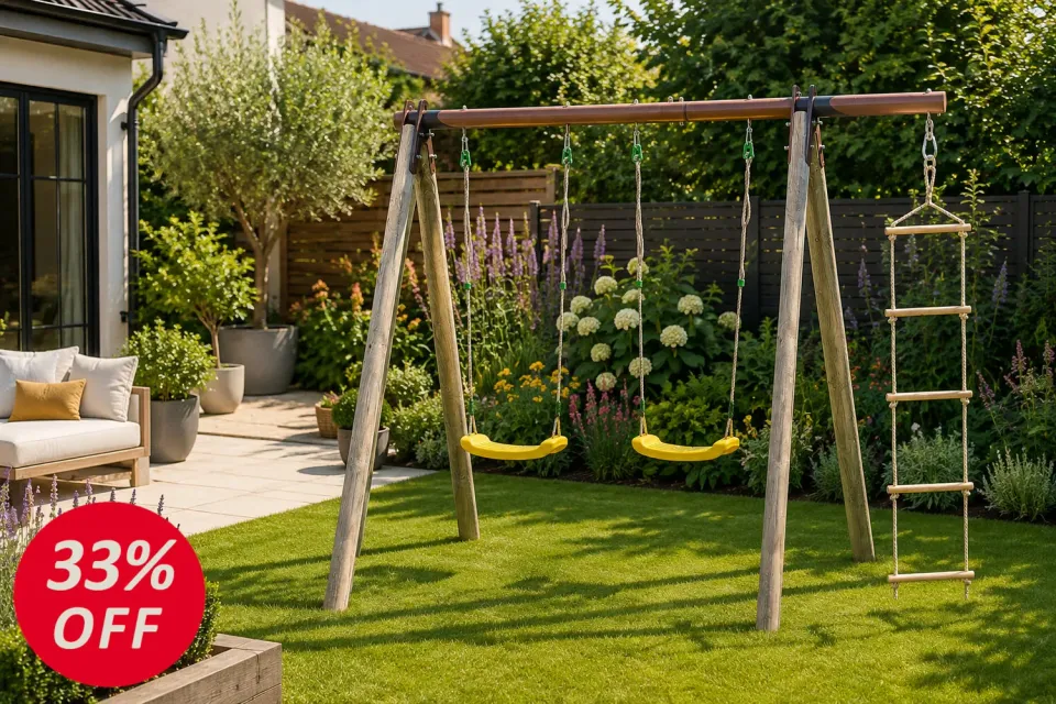 Yardmaster altalena doppia giardino con scala in corda