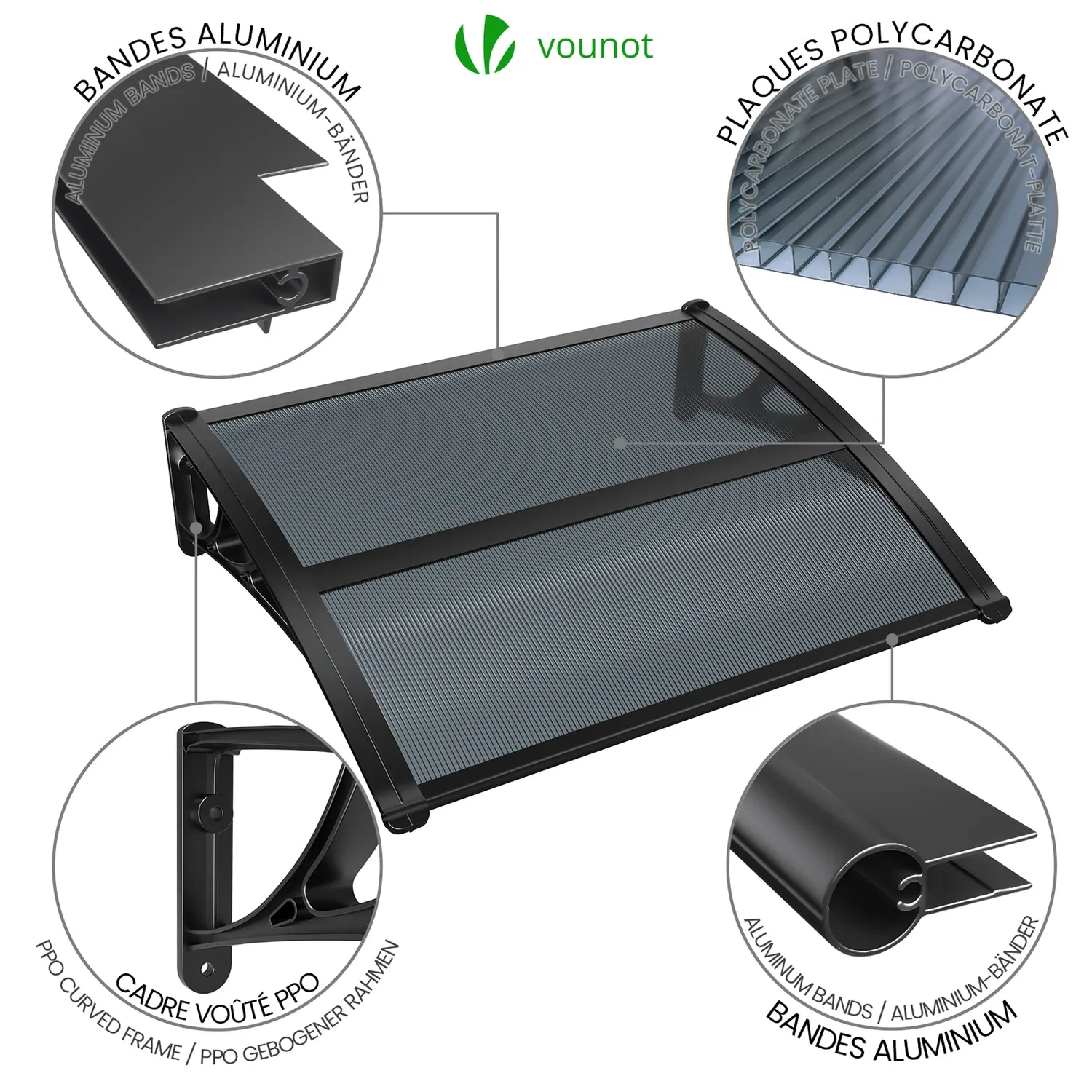 VOUNOT pensilina porta 100x80 cm antracite anti UV
