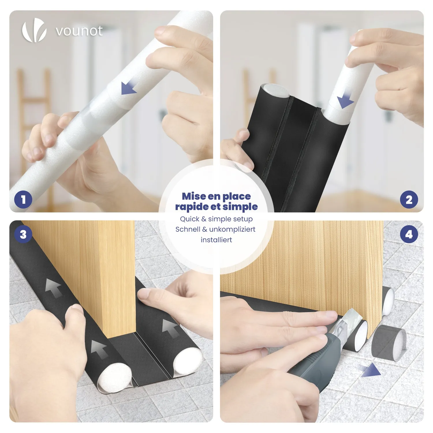 VOUNOT Paraspifferi Porta 96cm Nero 2 Pezzi