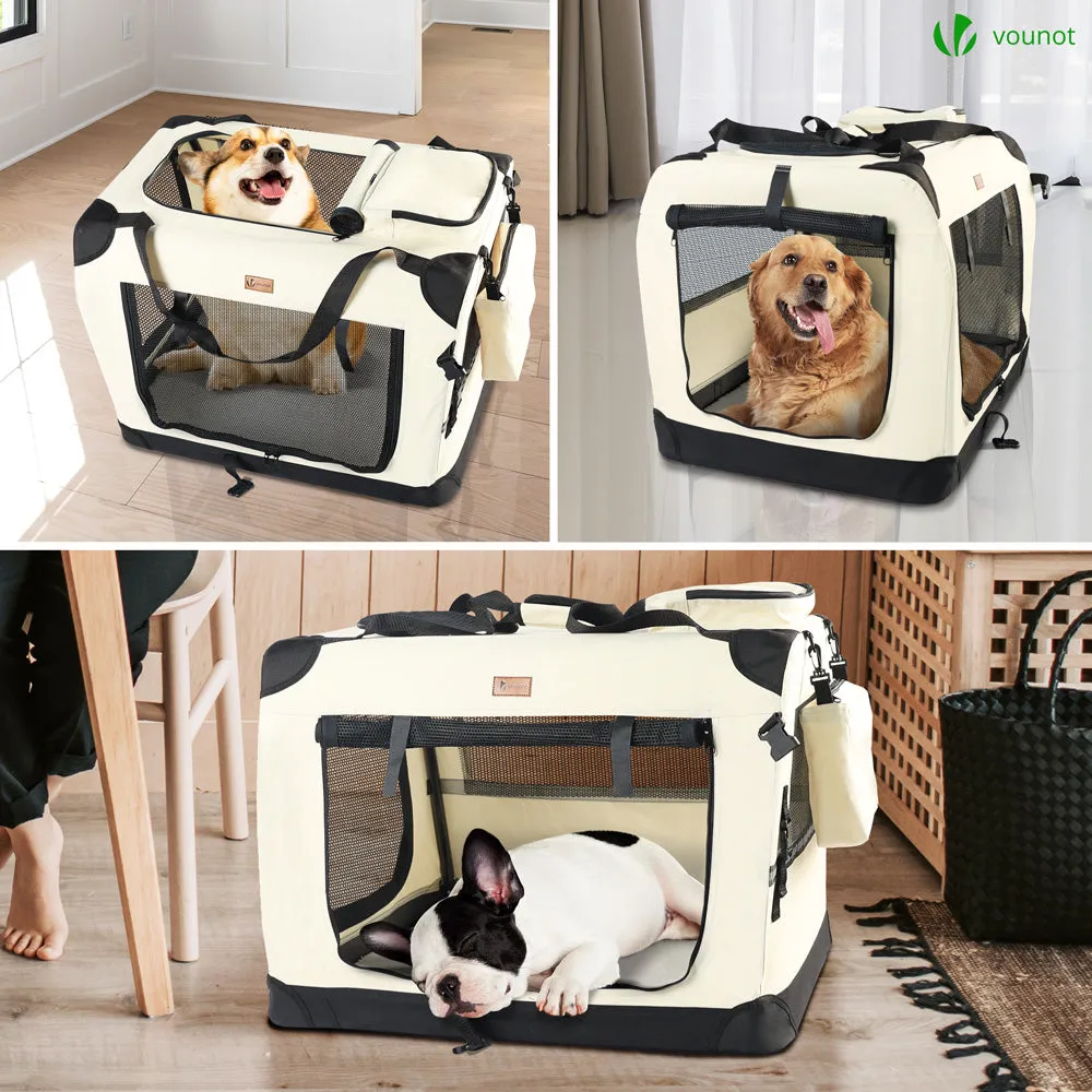 VOUNOT Borsa Trasporto Cane Gatto Beige 70x52x52 cm Pieghevole