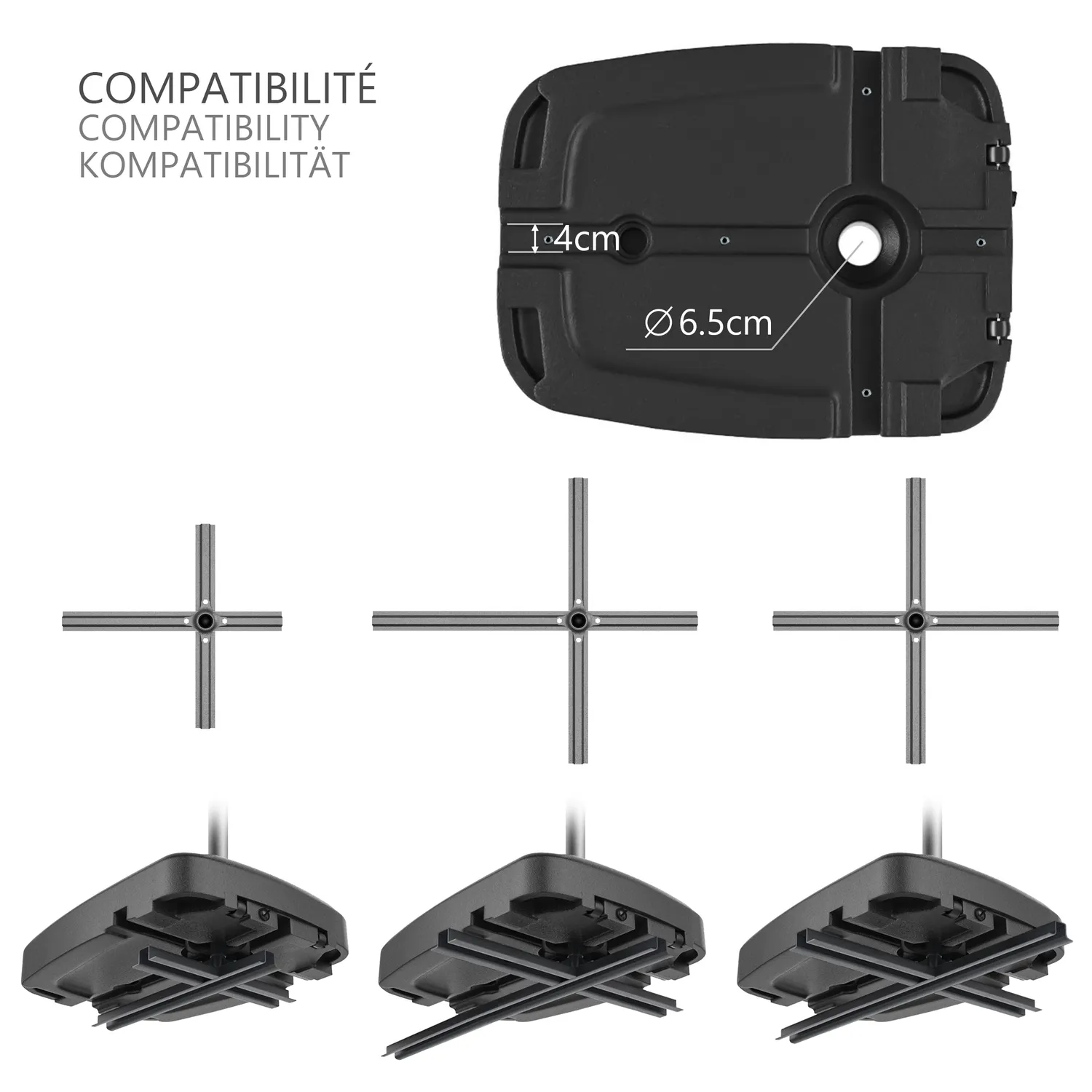 VOUNOT Base Zavorra Parasole 60L Piastra Nera con Ruote