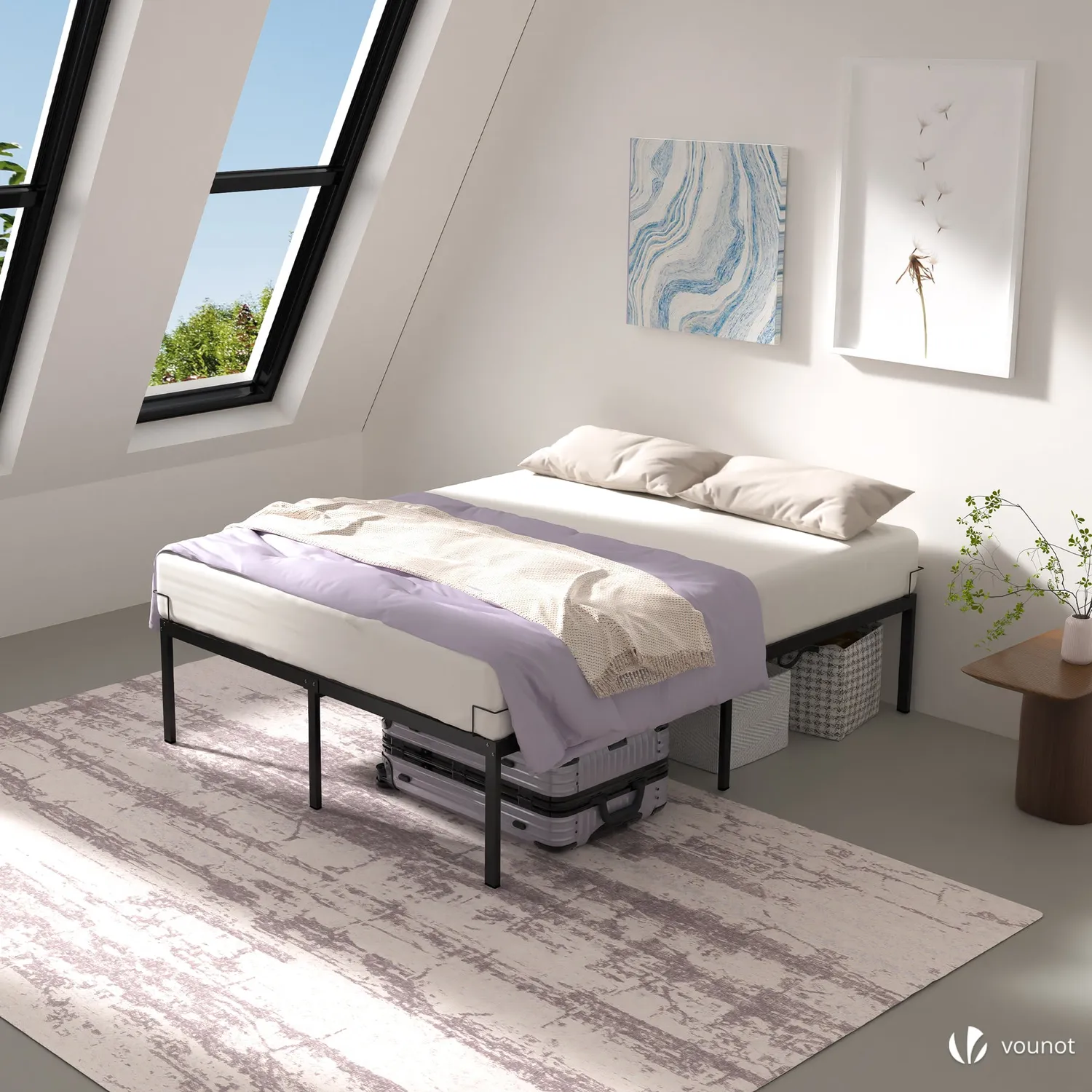 VOUNOT giroletto in metallo nero 140x190 cm altezza 36 cm