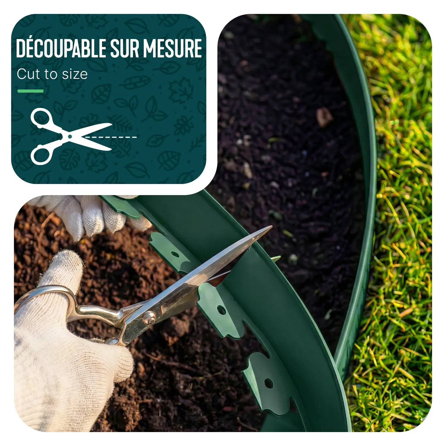 Vounot bordura giardino flessibile 10 m verde picchetti