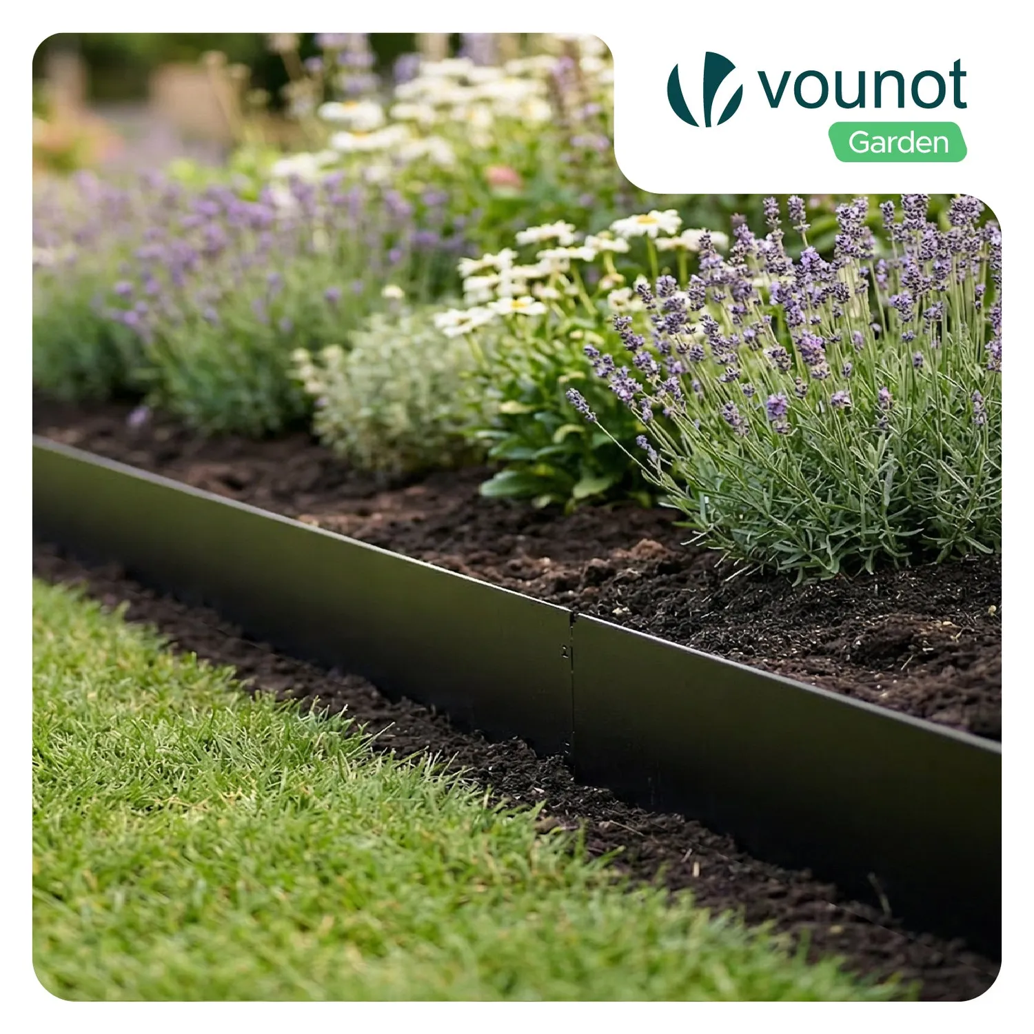 Vounot Bordura Giardino Metallo 10m Nero 100x18 cm
