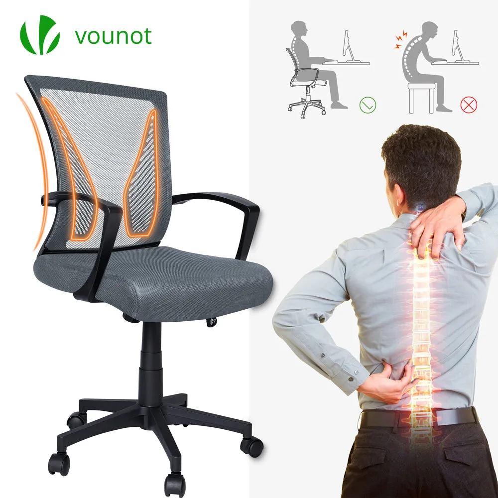 Vounot sedia ufficio ergonomica grigia schienale traspirante