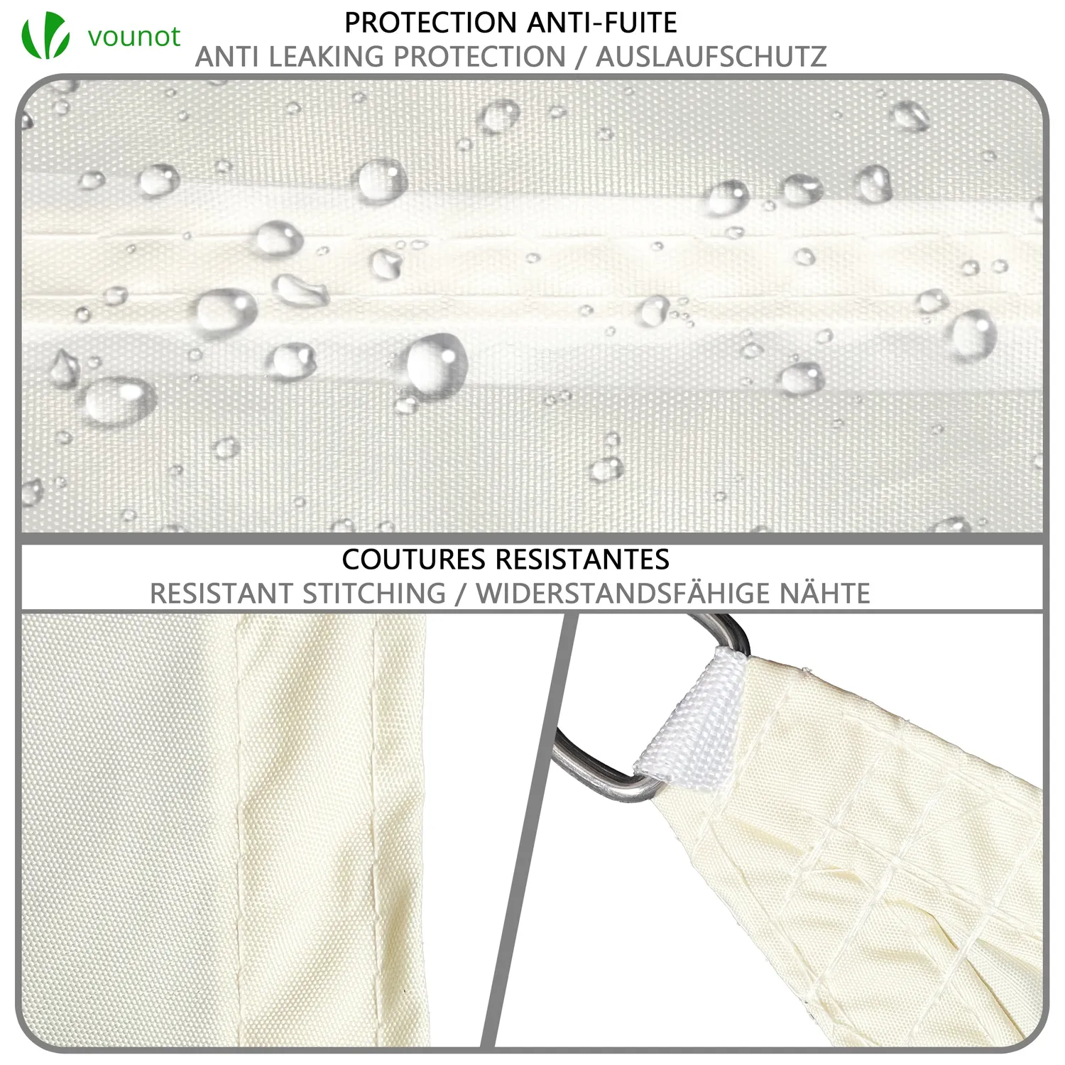 VOUNOT Vela Ombreggiante Triangolare 5x5x5m Beige IDRO