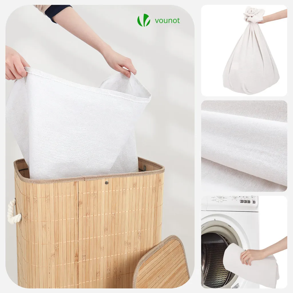 VOUNOT Cesto Biancheria Bambù 72L con Coperchio