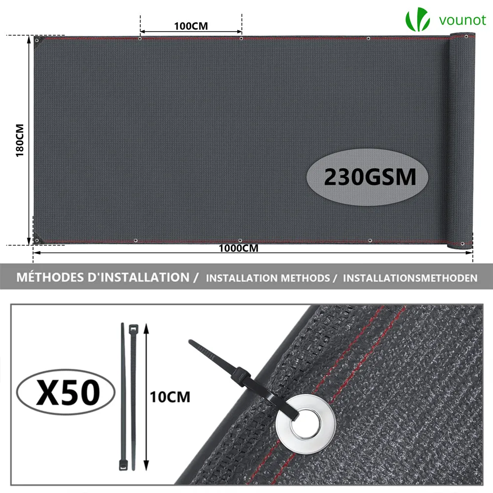 VOUNOT Frangivista 1,8x10m Antracite Oscurante 95%