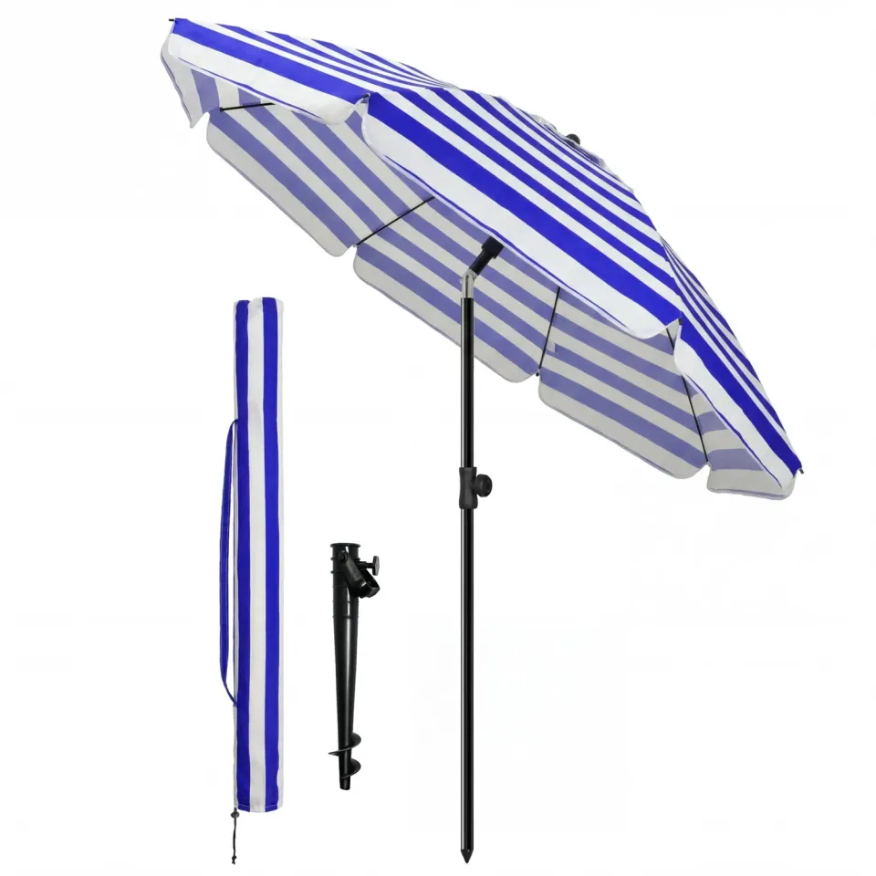 VOUNOT Ombrellone Spiaggia 2x2 m Blu Bianco UV50+