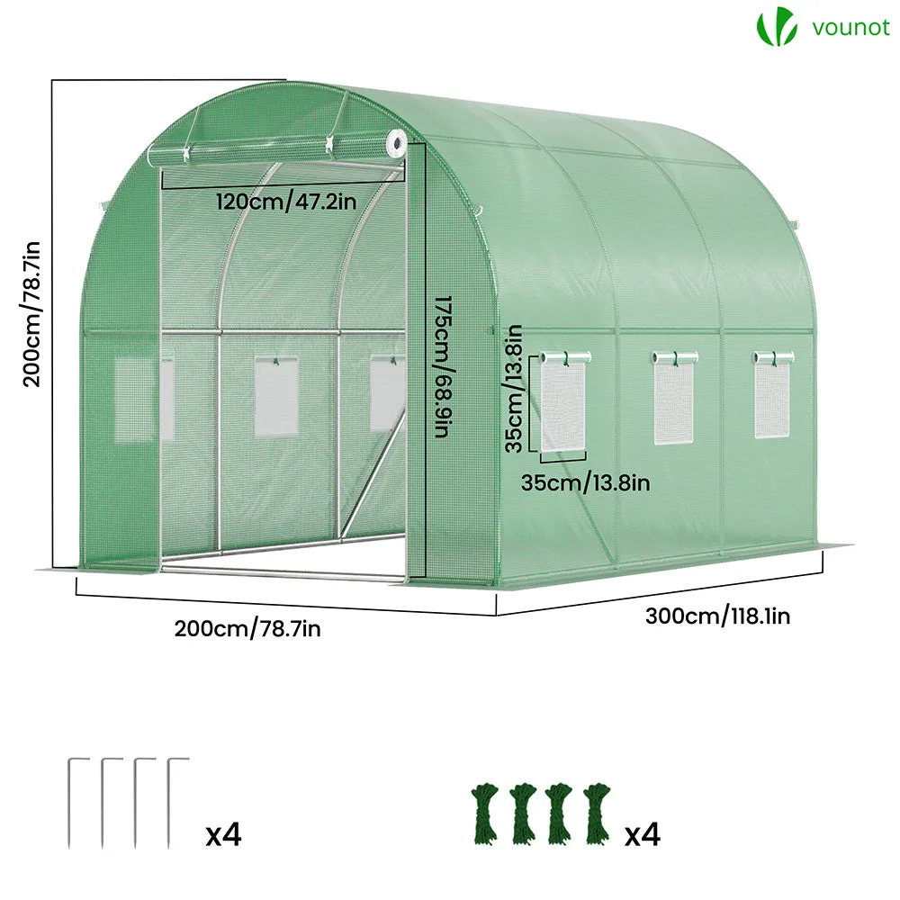 VOUNOT serra tunnel giardino 6 m² acciaio galvanizzato con finestre