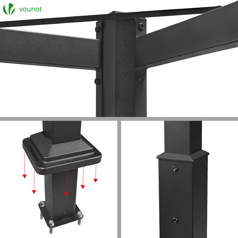 VOUNOT Pergola Retrattile 3x3m Acciaio e Poliestere Grigia
