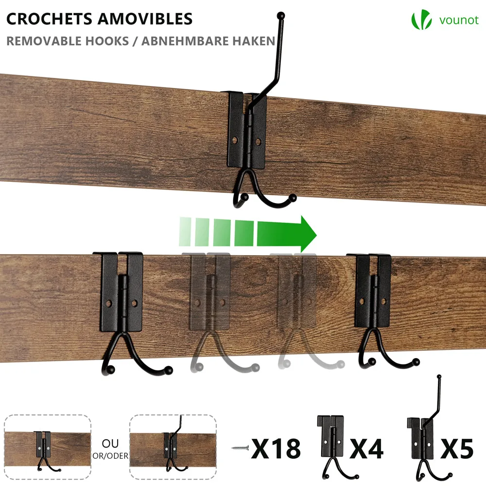 VOUNOT Mobile Ingresso con Panca 185x85x33cm 9 Ganci