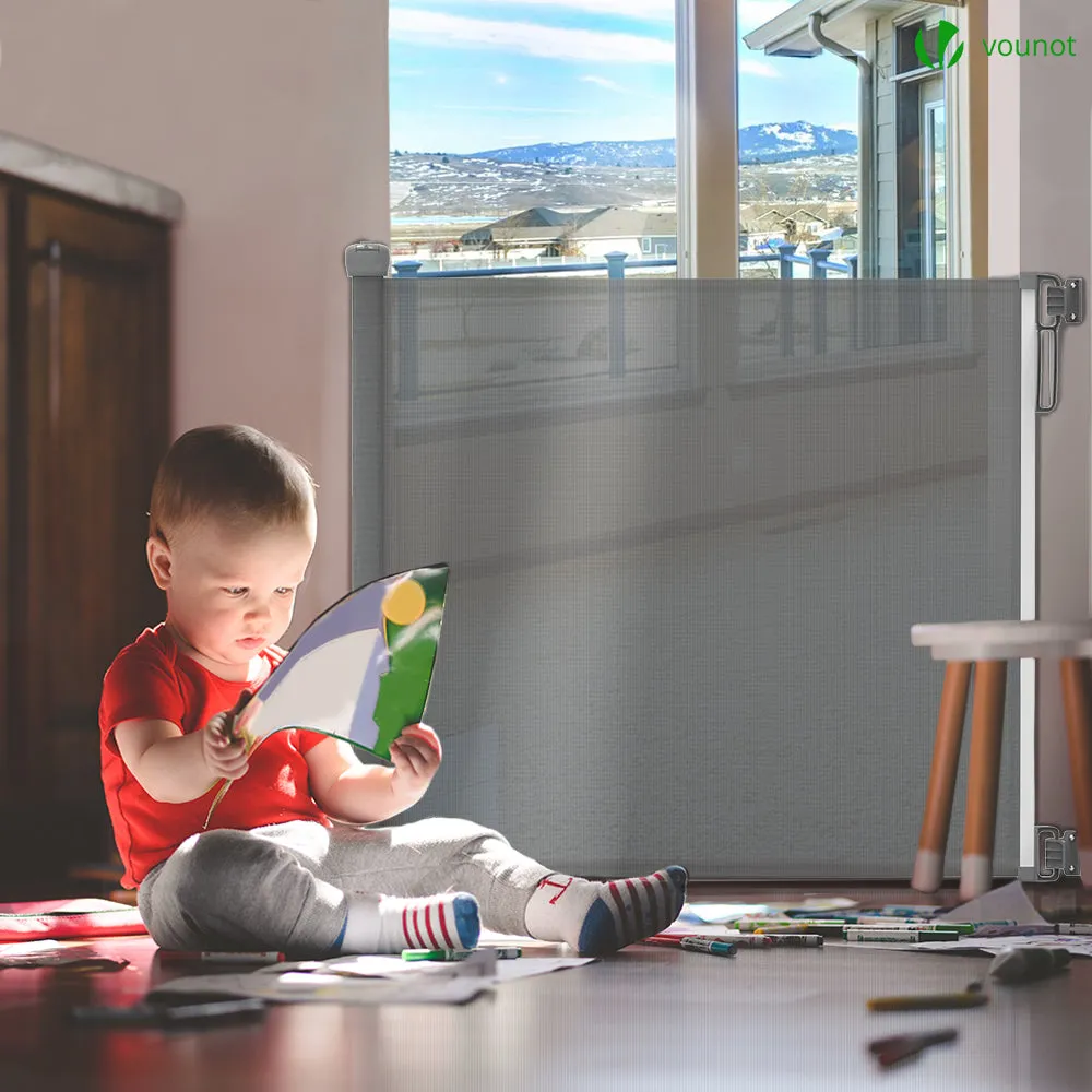 VOUNOT Barriera Sicurezza Retrattile 180cm Grigia Bambini