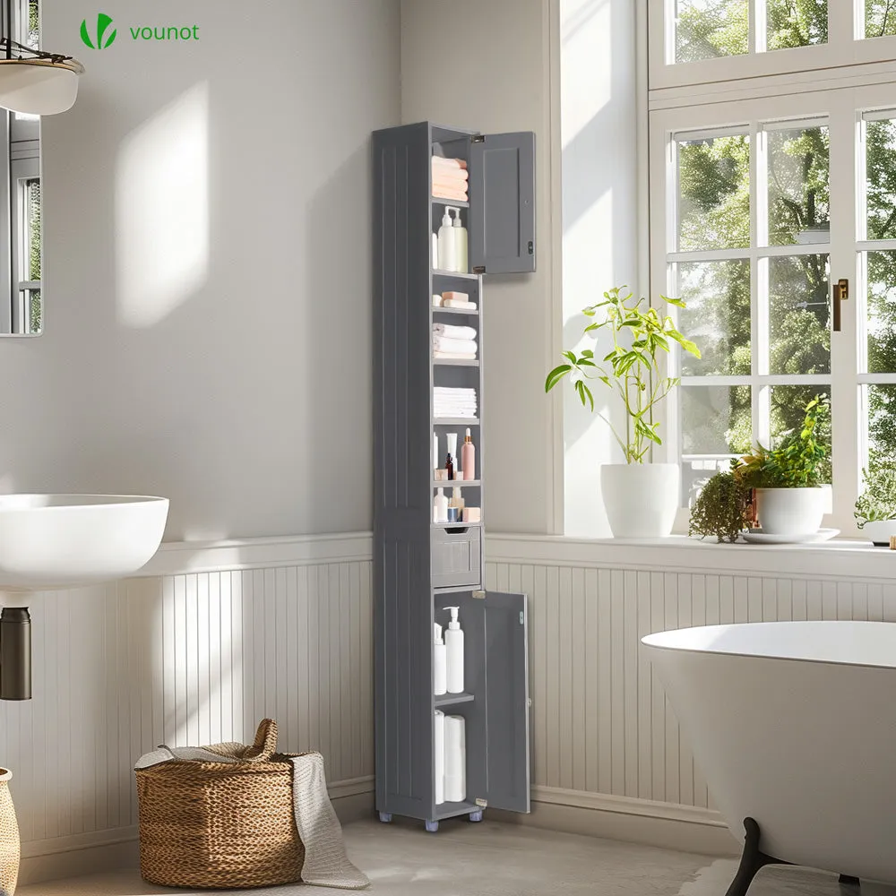 Vounot Mobile Colonna Bagno 20x20x180 cm Grigio MDF