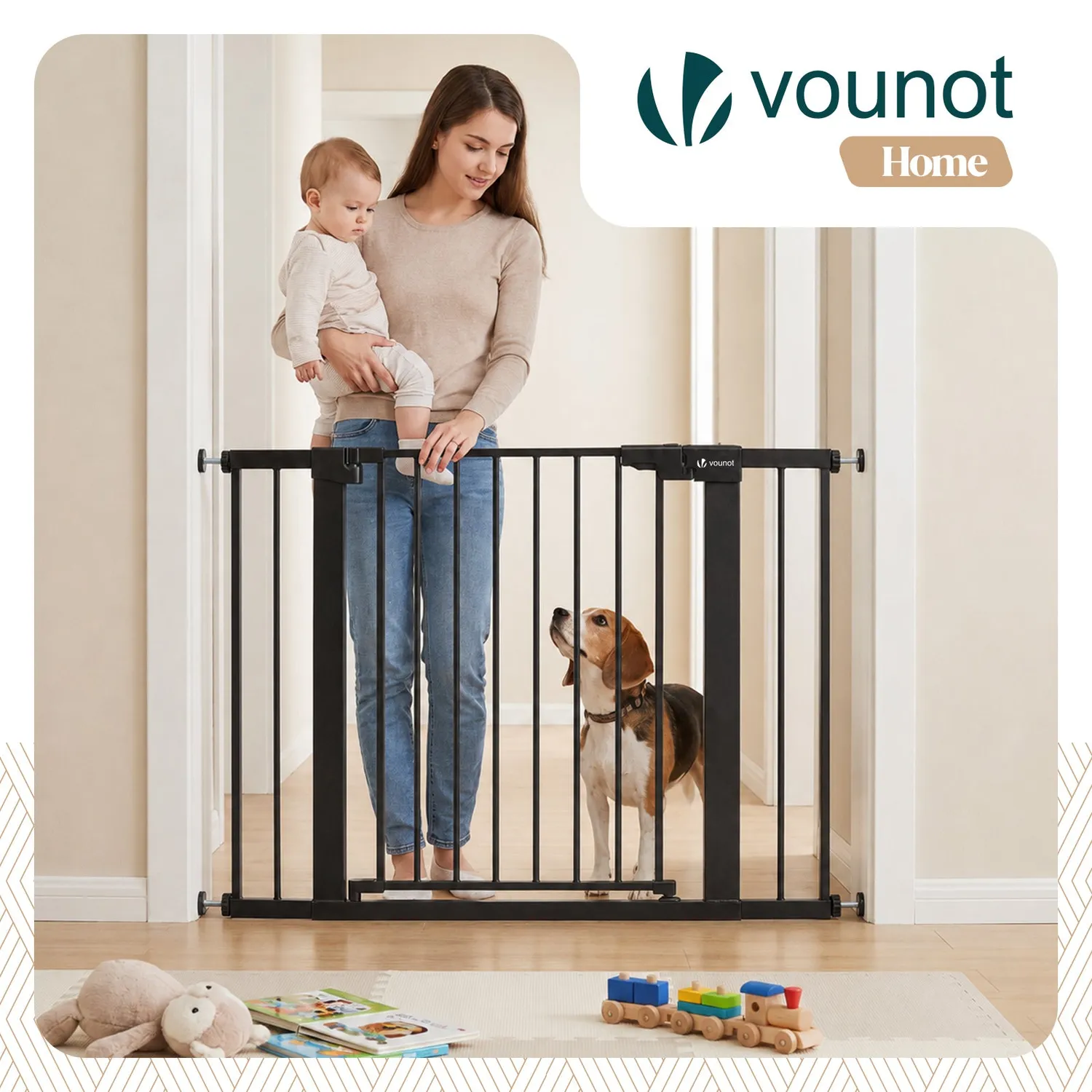 Vounot cancelletto sicurezza pressione metallo nero 103-110 cm