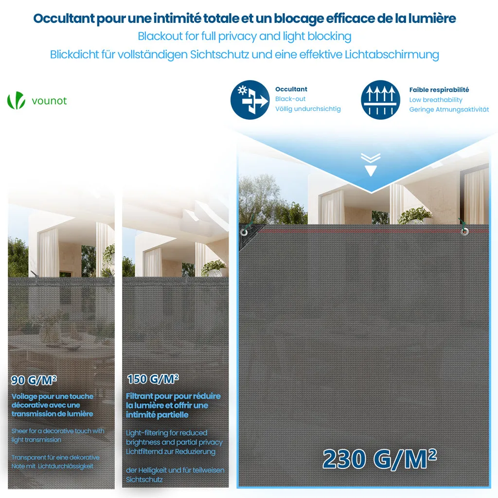VOUNOT Frangivista HDPE 230g 1,8x10m Grigio 95%