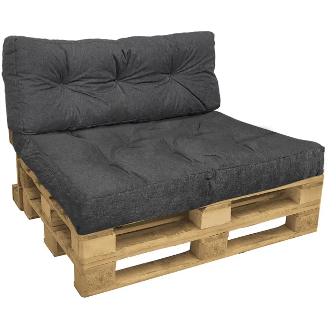 VOUNOT Cuscini pallet 120x80 set 2 pezzi grigi impermeabili